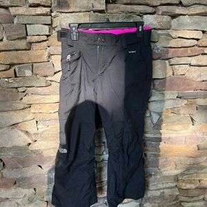 The North Face Black Snow Pants with Bright Pink Interior